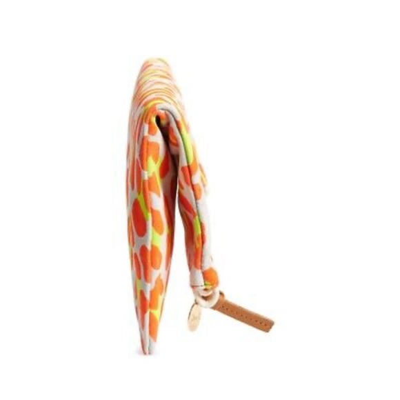 NWT Clare V. Foldover Clutch with Tabs in Cat Suede Neon Orange - Picture 5 of 7